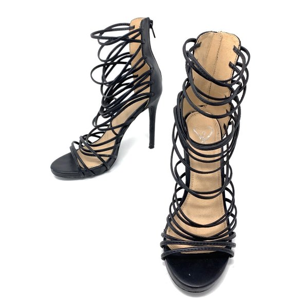 Windsor Leather Laced Up Strap Heels Sz 7 - Picture 1 of 7